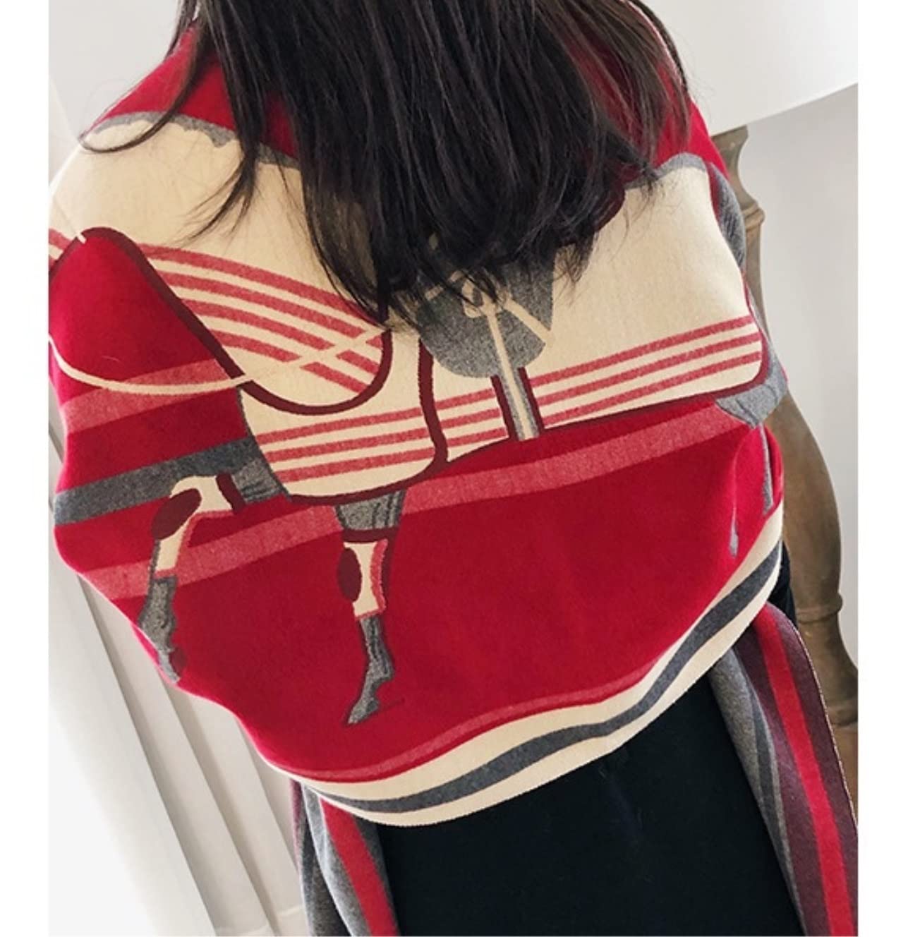 Bufanda Chal Fular Pañuelo Bufandas Bufanda De Invierno Mujer Moda Caballo Estampado Chales Y Abrigos Grueso Cálido Manta fulares estolas