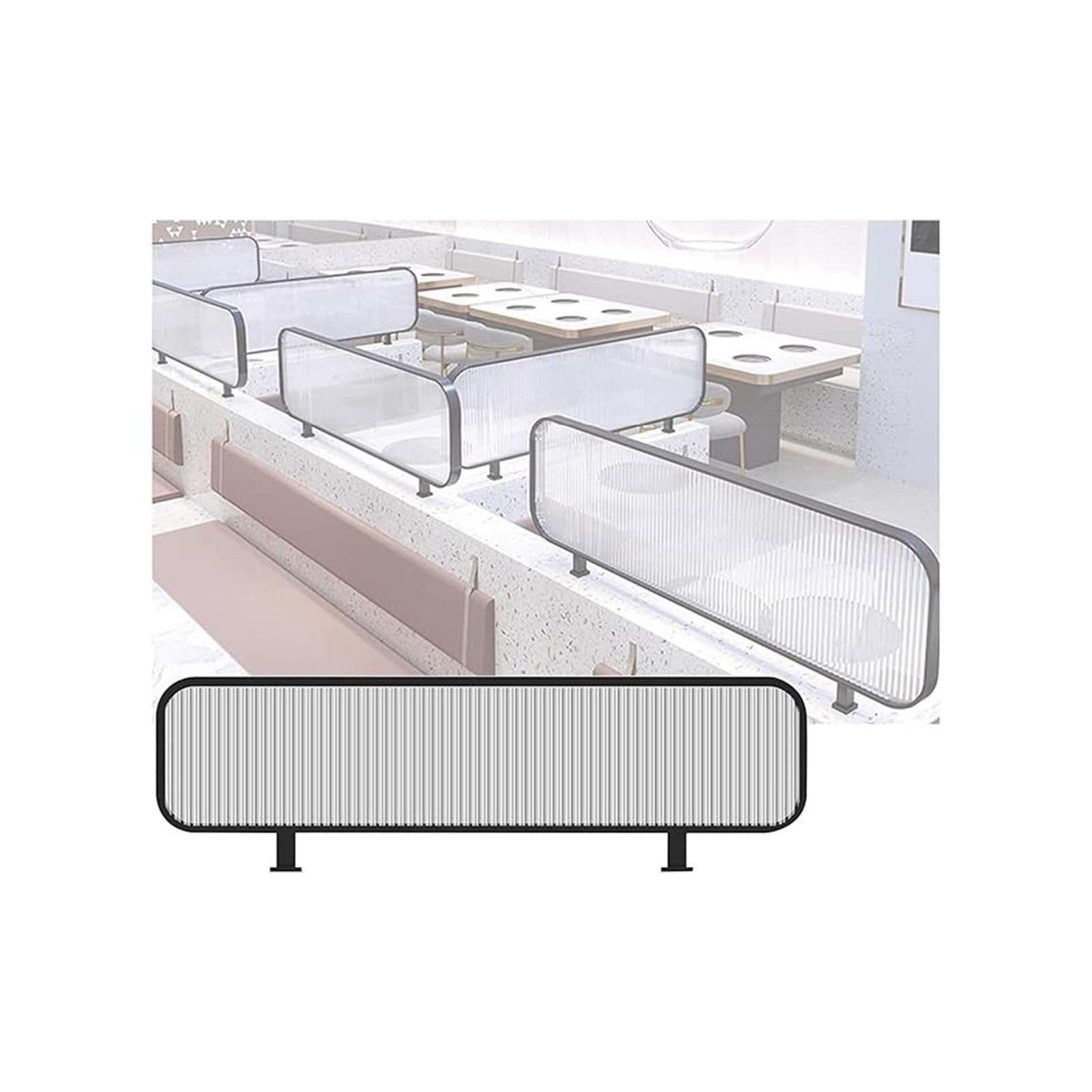 GJZQDKX Glass Dining Table Divider Modern Translucent Design for Aisle Countertop Black Striped Matte Finish 30x100cm