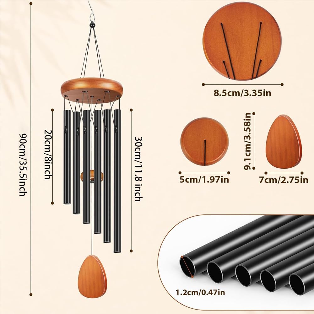Windchimes Outdoors 32-Inch Black Aluminum Decor Deep Tone B-Major image 2
