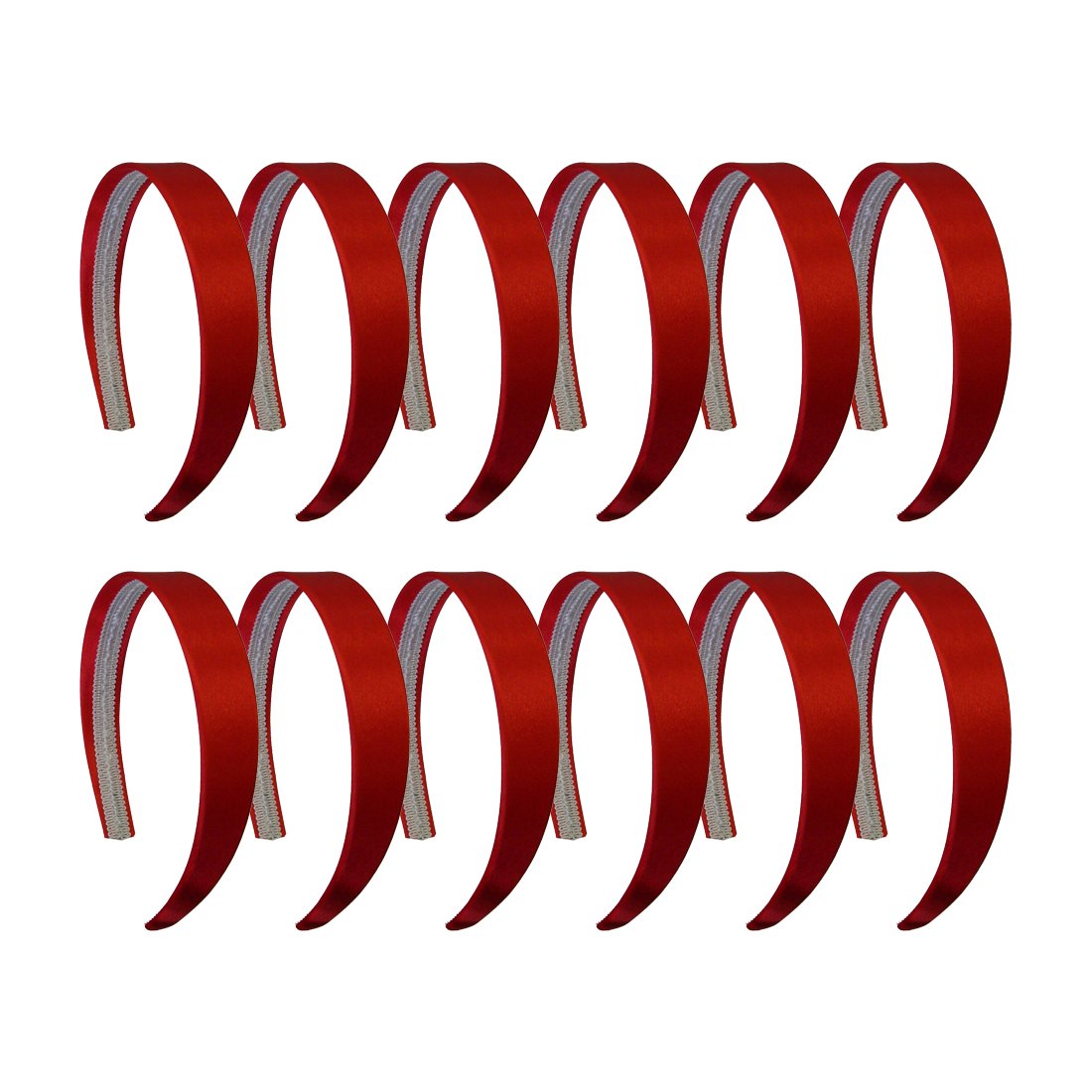 Motique Accessories 1 Inch Satin Hard Headband (Set of 12) (Mix)
