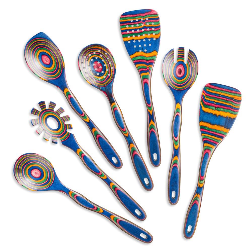 Juego de Cucharas de Sopa de Utensilios de Cocina de Madera de Piezas, Suministros de Cocina de Madera, Espátula Grande y Colorida Antiadherente, Herramientas de Cocina