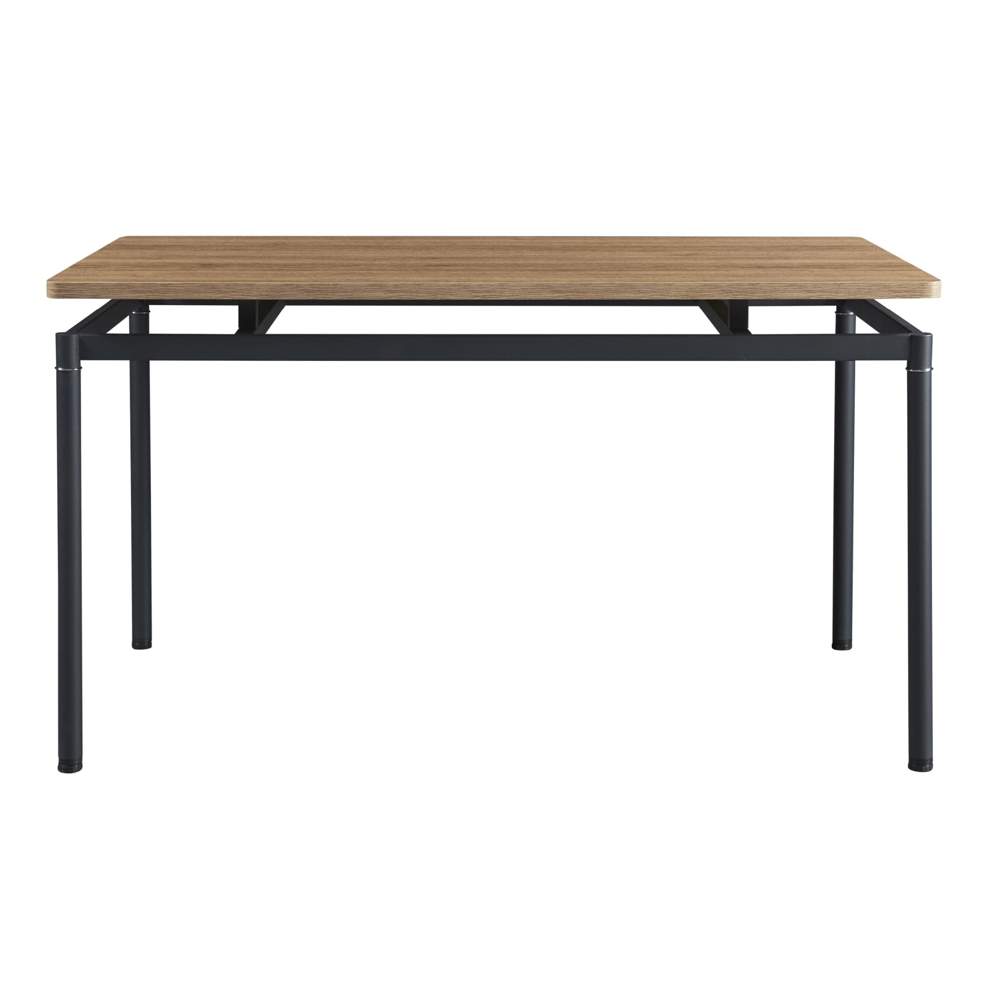 [en.casa] Tavolo Moderno da Sala Pranzo con Piano Rettangolare in MDF Effetto Rovere 140 x 80 cm Gambe in Acciaio Nero Postazione di Lavoro Studio