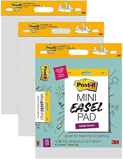 Post-it Super Sticky Mini Easel Pad, 15 x 18 Inches, 20 Sheets/Pad, 6 Pads, White Premium Self Stick Flip Chart Paper, Great for Virtual Teachers and Students (577SS)