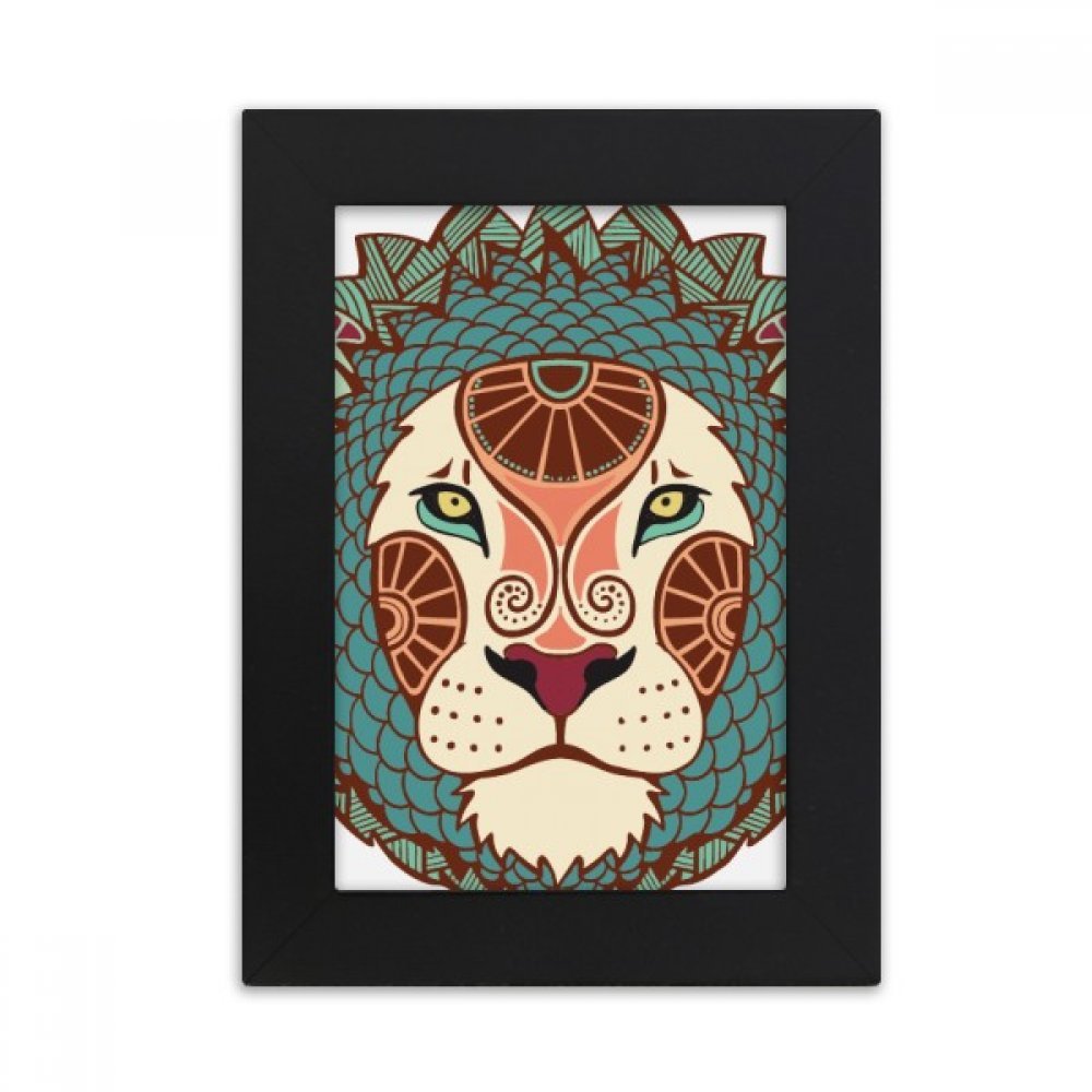 Cadre Photo Lion en Noir et Multicolore pour un Bureau Élégant