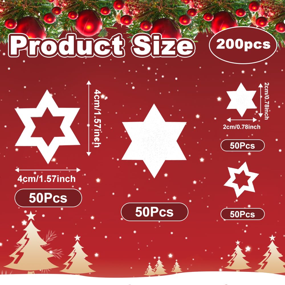 QINERSAW Estrellas de madera blancas hexagonales 4 cm 2 cm decoración navideña DIY