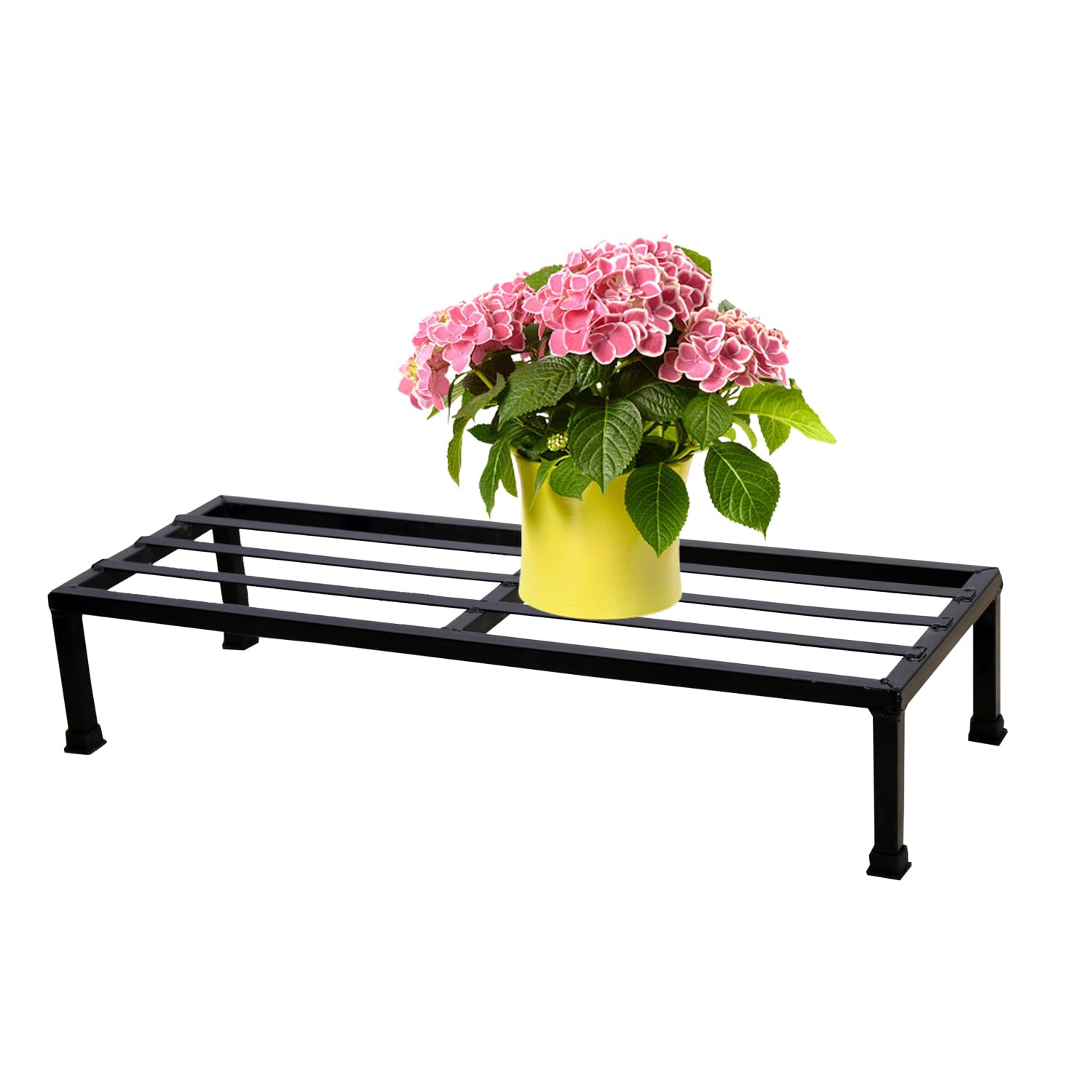 VINAMRA28 24inch Heavy Duty Anti Rust Metal Rectangular Plant Stand / Pot Stand Free Standing Grip for Home Balcony Indoor Outdoon Garden | Capacity upto 120kg (Black (Pack of 1)) | 24L x 9W x 4H inch (B0D3FKRCBL) Amazon Price History, Amazon Price Tracker
