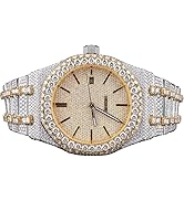 BENIYAZ 25 Carat Round Shape Diamond Fabulous Iced Out Hip Hop Style Automatic Analog Moissanite ...