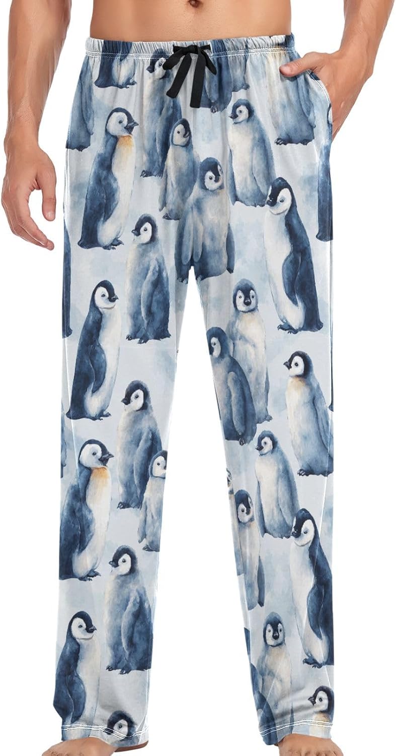 Emperor Penguins Pajama Pants Blue Cute Chicks Men's Pajama Bottoms Lounge Sleepwear PJs Casual Sleep Pants S