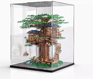 Clear Acrylic Display Case，Display Box for Lego Treehouse 21318 Countertop Display Case for Collectible,Dustproof Protection Showcase（Lego Model not Included） (Black)