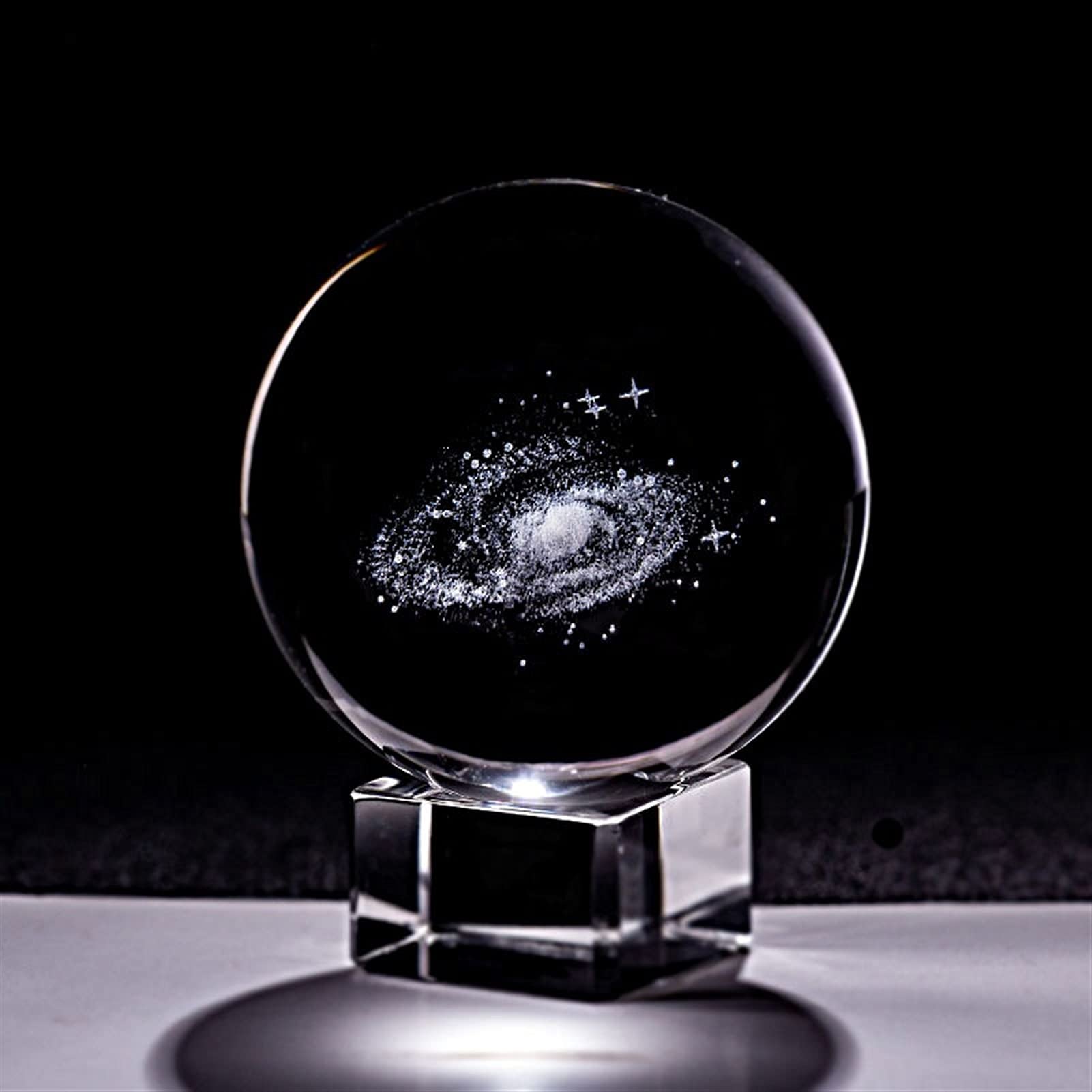 bola de cristal (en la magia occidental) Bola de cristal 3D con láser grabado Cuarzo Esfera de vidrio Decoración del hogar Ornamentos Globe Galaxy Miniaturas Figuras creativas Regalos bola de cristal(