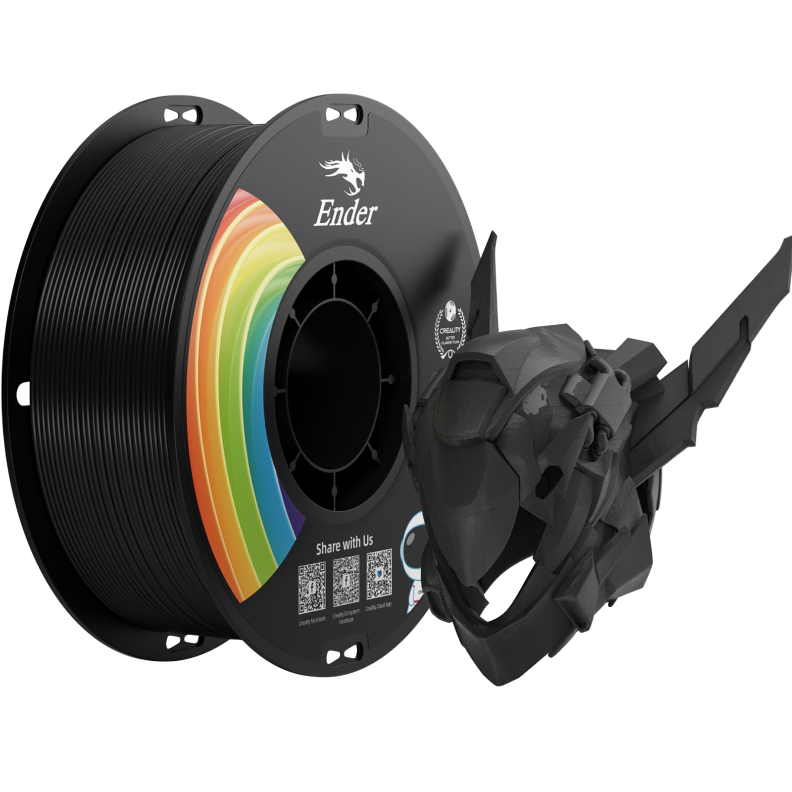 Creality 3D Printer Filament, Upgrade Ender PLA+ Filament 1.75mm Black, 1kg Spool (2.2lbs), Accuracy +/- 0.02mm, 3D Printing Filament, Strong Toughness, Vacuum Packaging, Environment Friendly-image-43