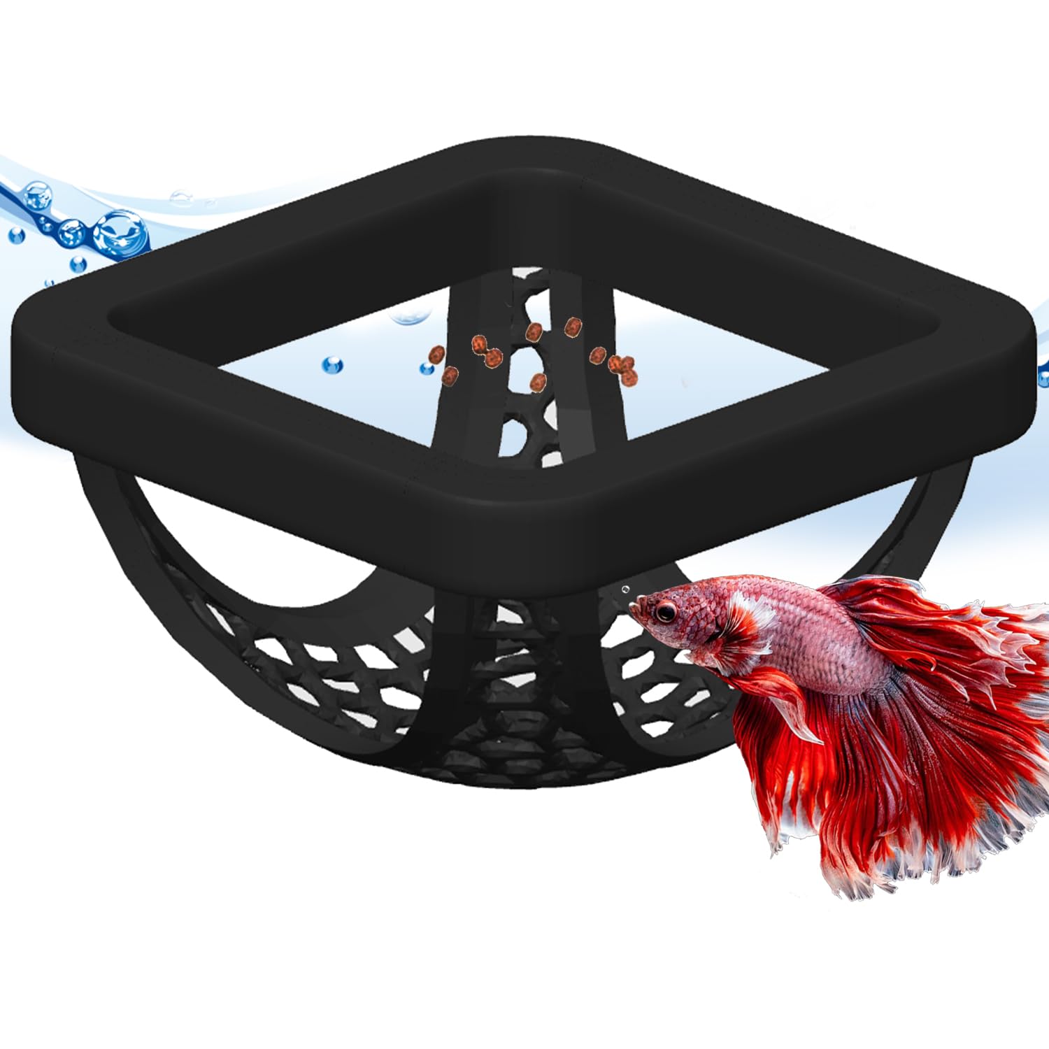 Floating Betta Hammock and Feeding Ring, Aquarium Beta Hideout, Cave, Bed
