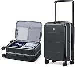 Hanke 20 Inch Carry On Luggage for Airplanes, Top Open Luggage PC Hard Shell Suitcases with Wheels TSA Travel Luggage Durable Aluminum Frame Luggage Bag with Wide Handle(Jet Black)