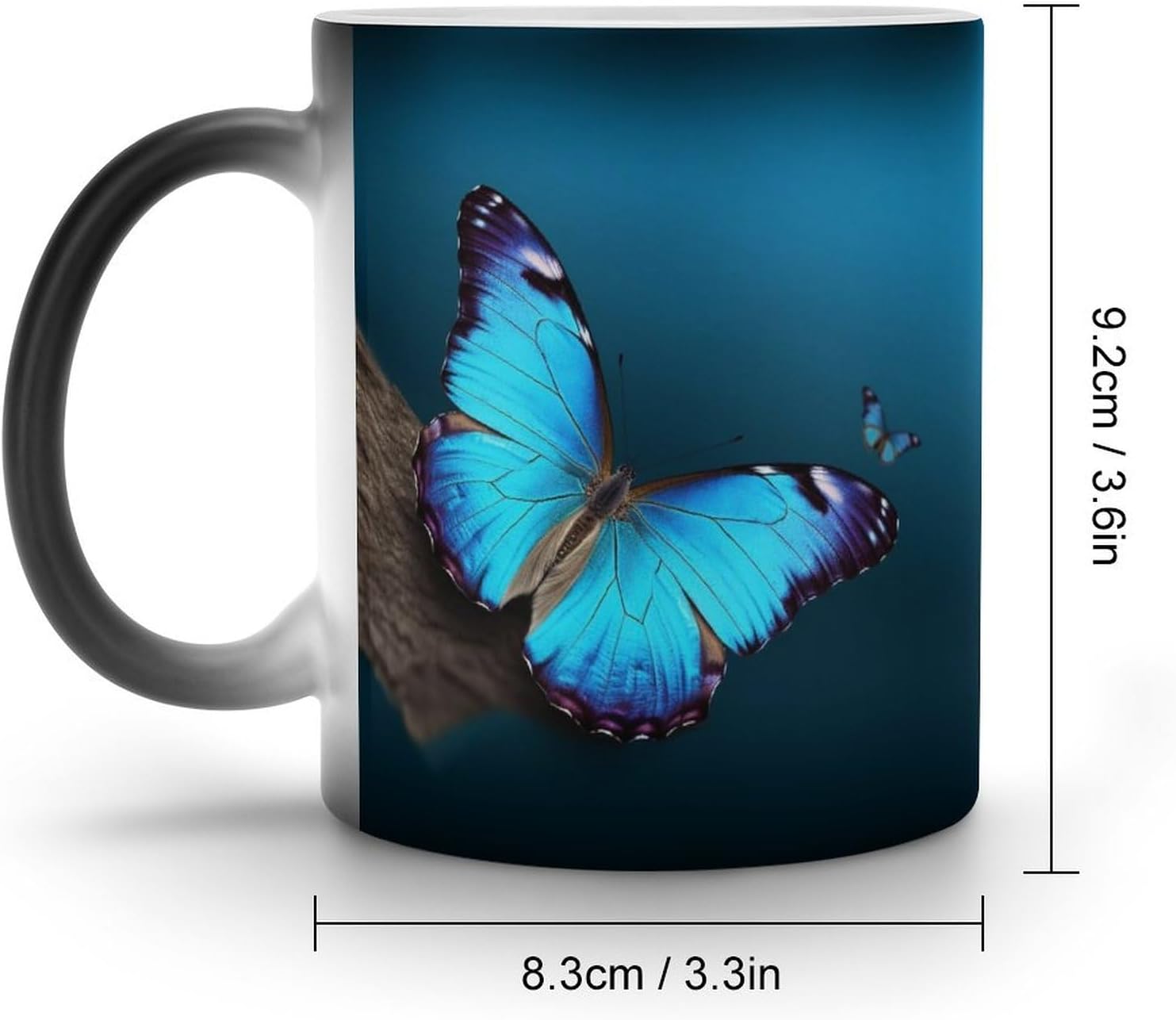 Color Changing Cups,Beautiful Blue Butterfly Printed 11 Oz Ceramic Cups for Birthday Men Women
