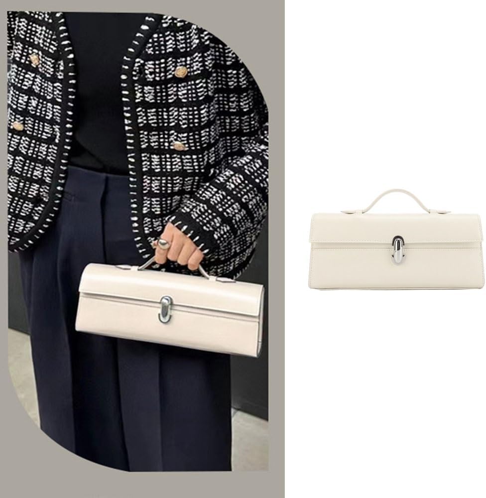 PU Leather Clutch Purses for Women，Formal Satchel Top-Handle Handbags with Metal Metal Buckl