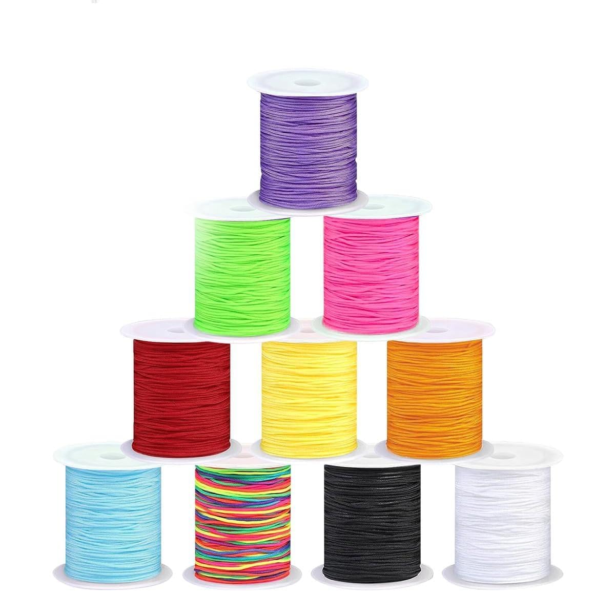 Yitexin 10Pcs 10 Rolls Nylon String For Bracelets, 0.8Mm Chinese Knotting Cord, Multicolor Nylon Beading Cord Suitable For Jewelry Making, Braided Bracelets And Crafts (10Pcs)