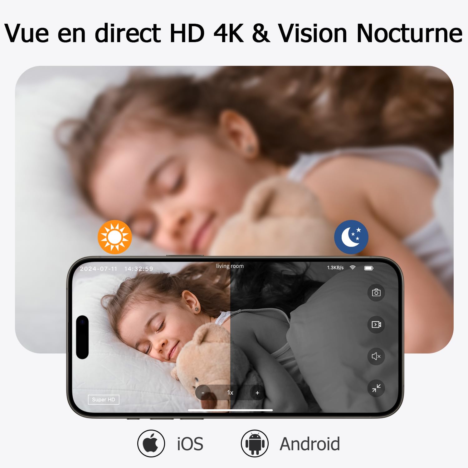 Digimore Mini Camera Espion sans Fil, WiFi Camera Surveillance 10h Enregistrement Continu, Stockage Cloud Gratuit, Batterie 3000Mah, Détection Mouvement & Vision Nocturne, Intérieur/Extérieur