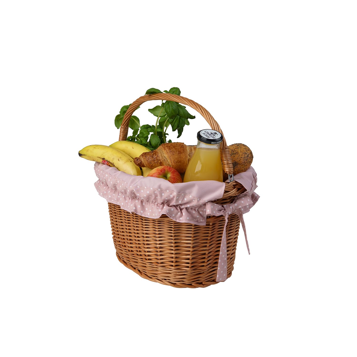 Panier de vélo rétro en osier avec sangles en cuir, sac de transport en osier pour un vélo