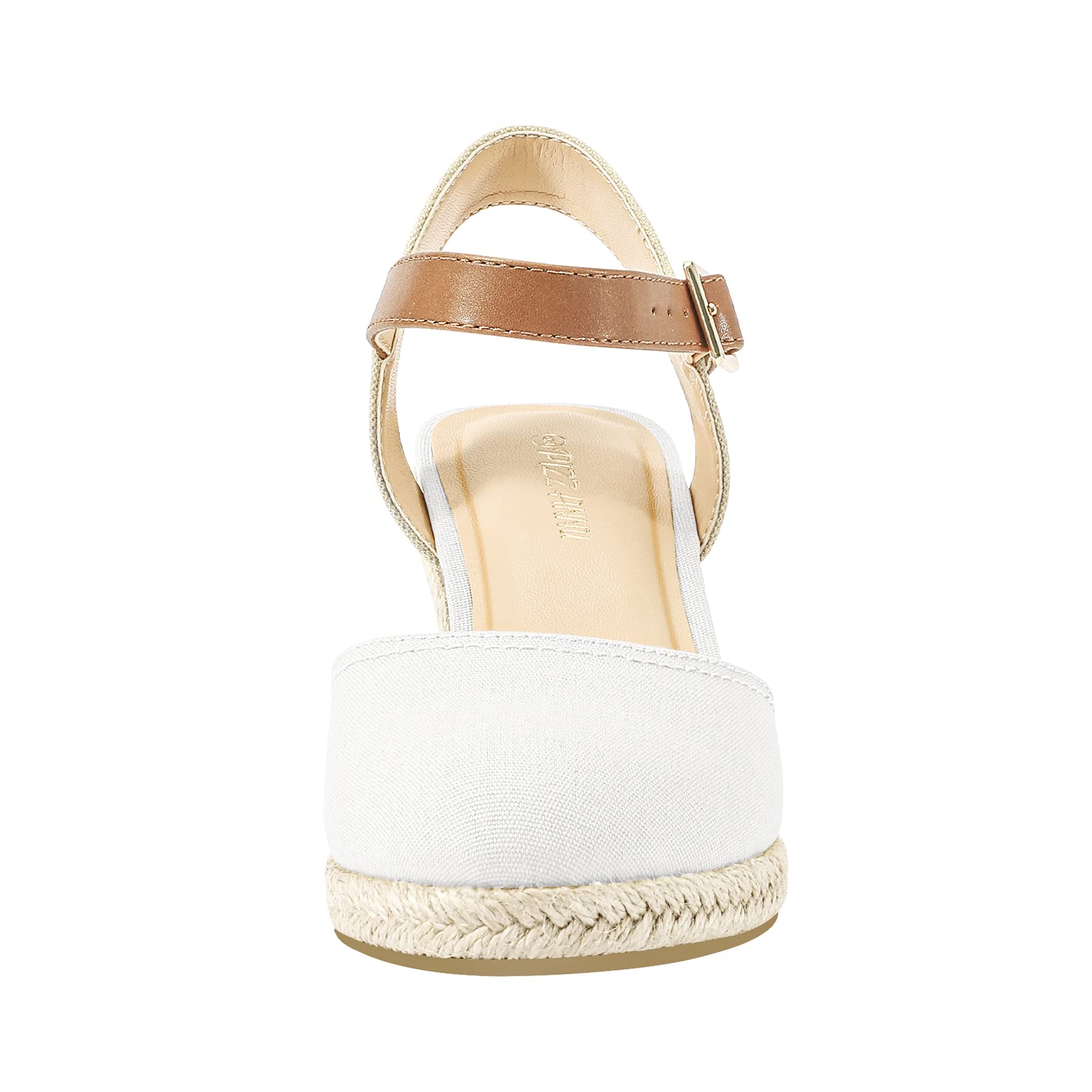 PIZZ ANNU Sandalias Mujer Verano Alpargatas con Cuñas de Esparto y Punta Cerrada Plataforma Espadrilles Zapatos Tacón Novia Boda Elegantes