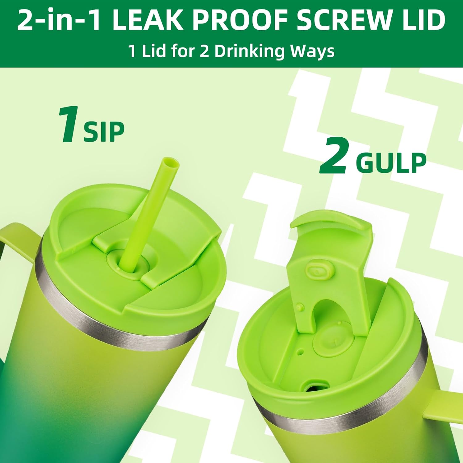 BJPKPK Insulated Tumbler with Handle, 30oz Insulated Tumblers with Lid and Straw, Stainless Steel Metal Water Bottles, Coffee Travel Mugs, Cups, Bamboo Grove - Image 3