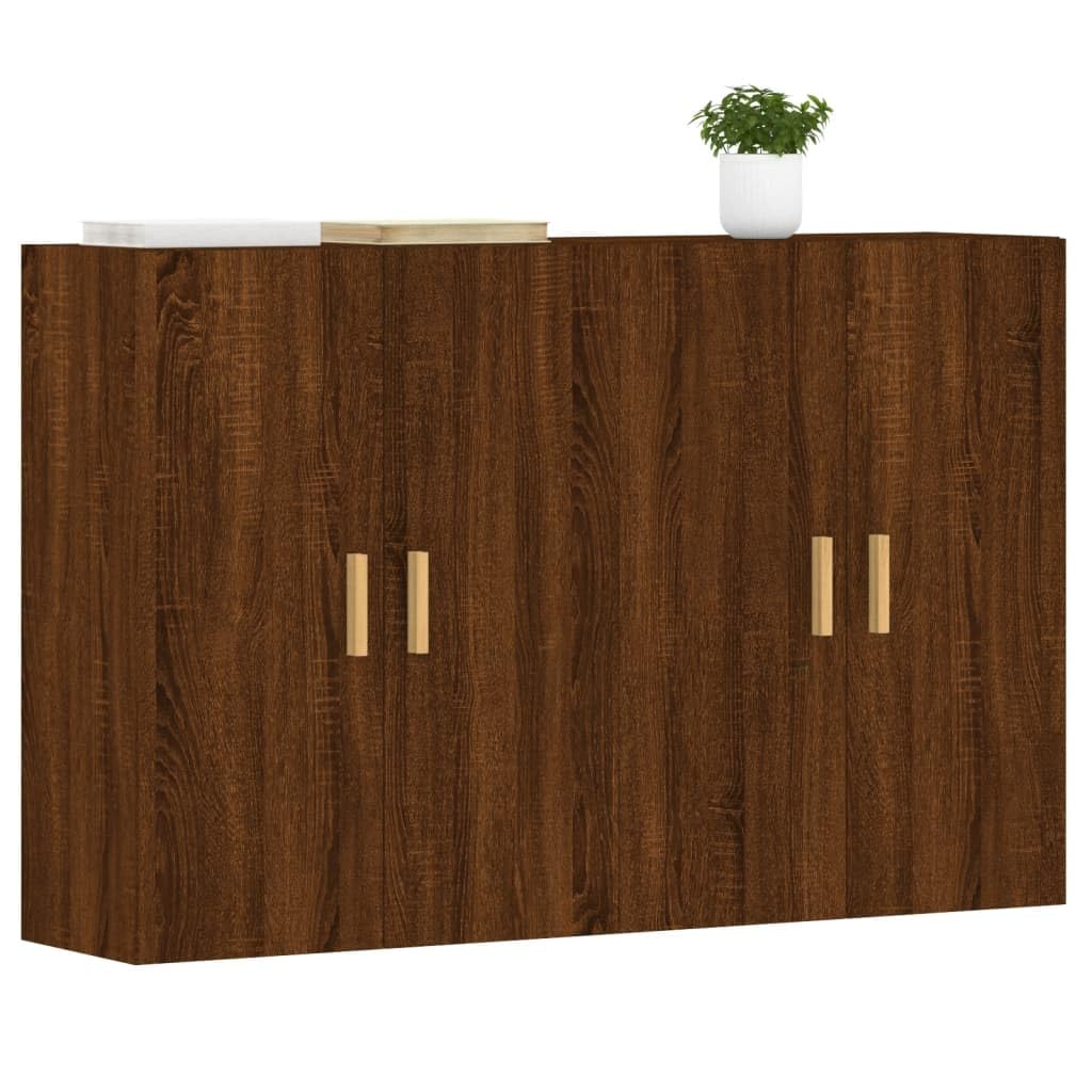 Dom-Szafki i Przechowywanie, Bufety i Kredensy, Szafki Ścienne 2 szt. Brązowy Dąb Engineered Wood