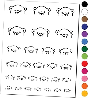 Peeking Polar Bear Temporary Tattoo Water Resistant Fake Body Art Set Collection - Black (One Sheet)
