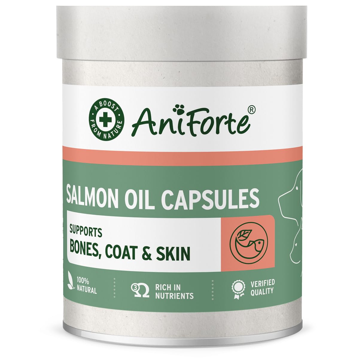 AniForte Premium Salmon Oil for Dogs & Cats, 200 Tablets - 100% Natural Norwegian Fish Oil Supplement With Omega 3, 6 & EPA, DHA & ALA Fatty Acids, For Coat & Skin, Joints & Brain Health
