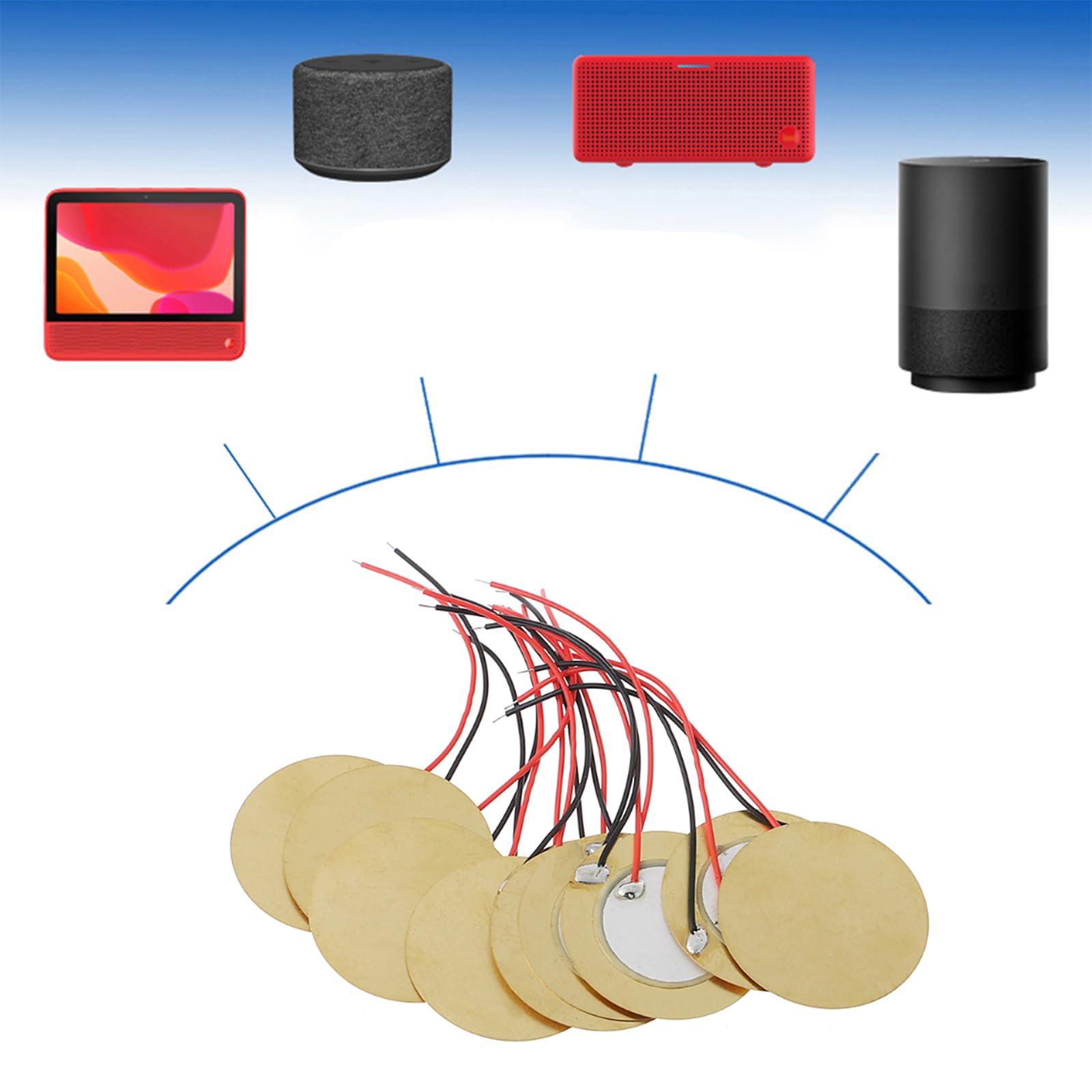 kobeIeen 10pcs 12mm Plate Piezo Buzzer Piezoelectric Ceramic Buzzer Welding Wires for Pressure