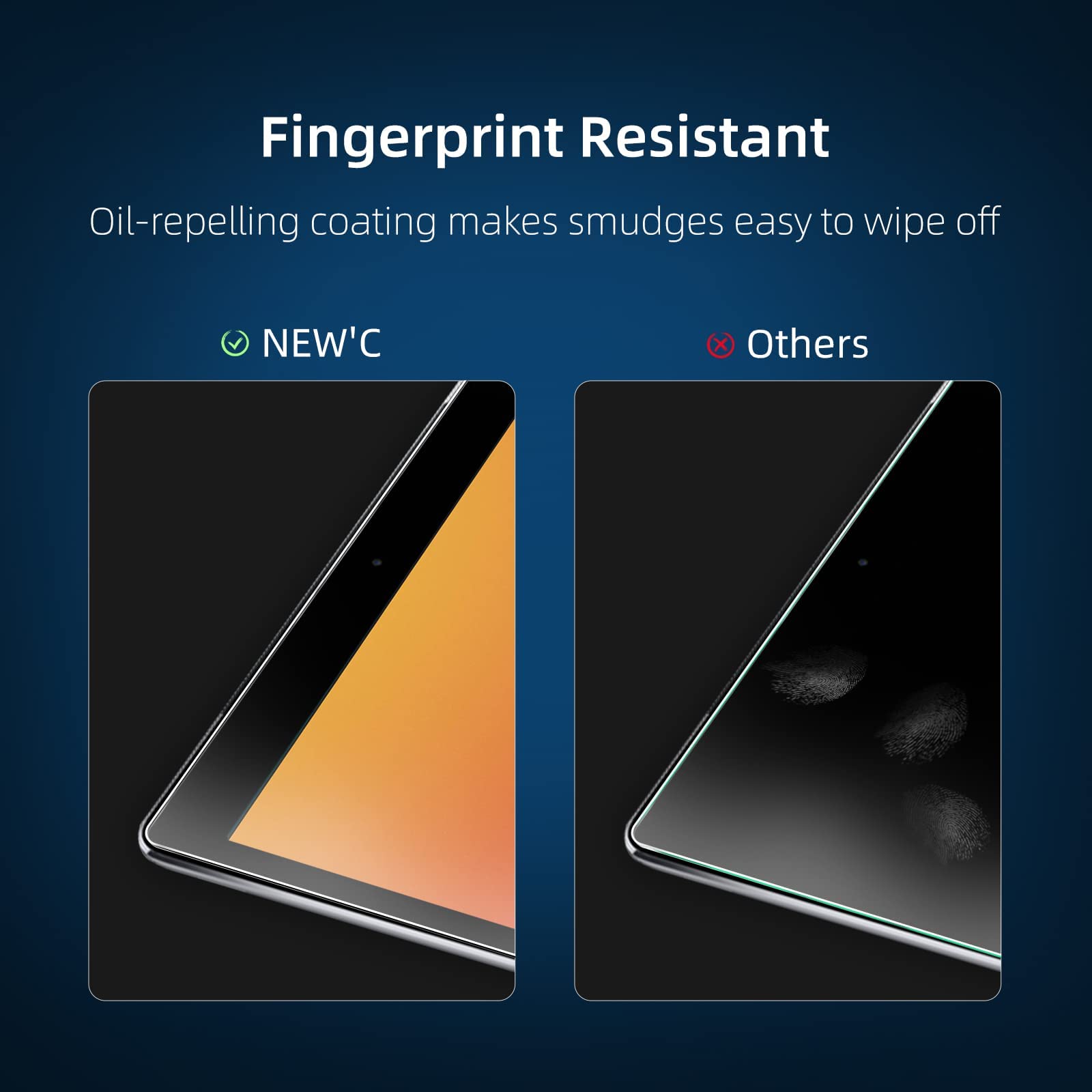 NEW'C 2 Pack Designed for iPad 10.2 Inch (2021/2020/2019 Model, 9th/8th/7th Generation) Screen Protector Tempered Glass, Bubble Free, Ultra Resistant (Easy Installation Frame) 2