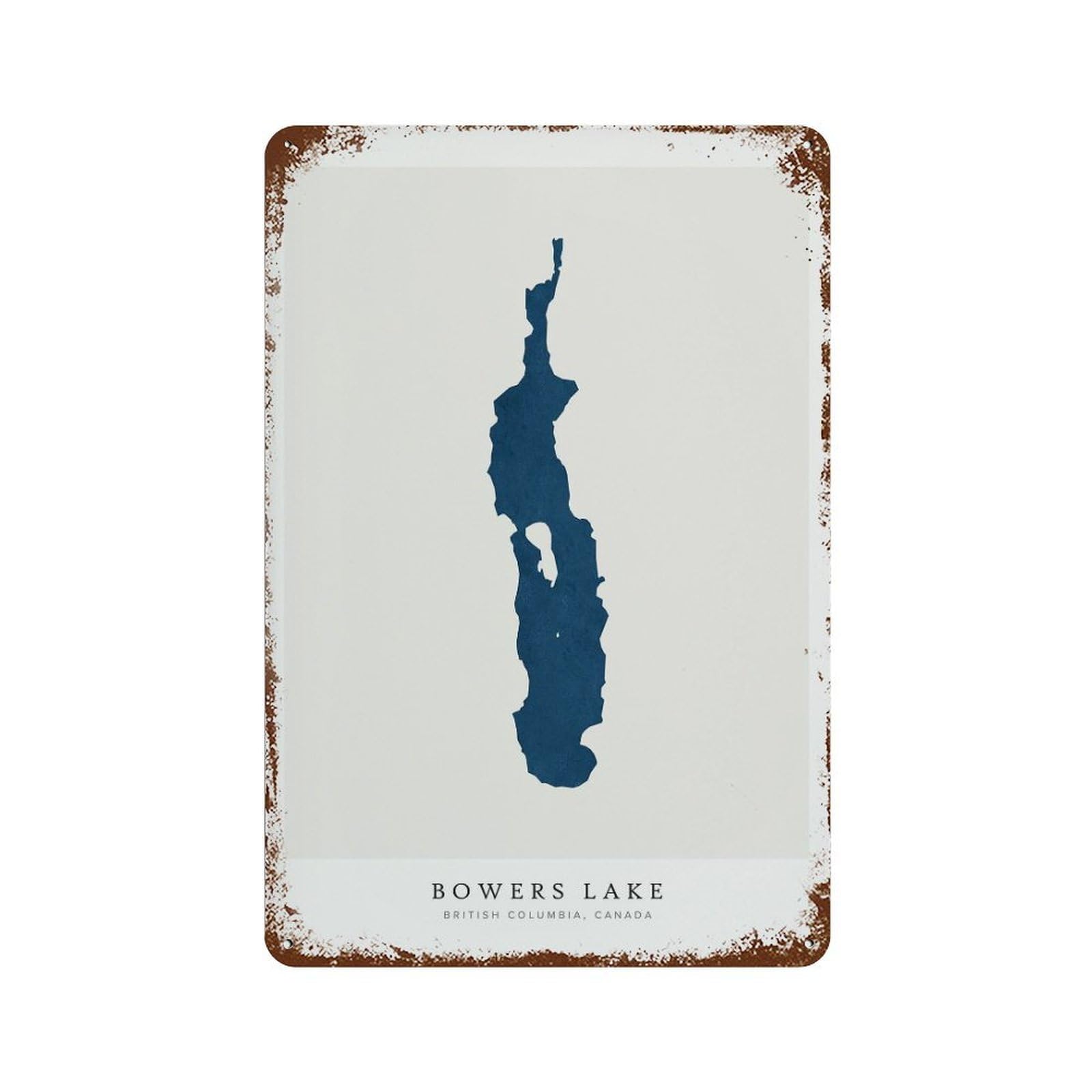 xiaoxiaoshen Bowers Lake Map British Columbia (2) Wall Decor Art Metal Tin Poster Modern Home Decor Art Home Bar Shop Decorations Vintage Sign 30x20cm