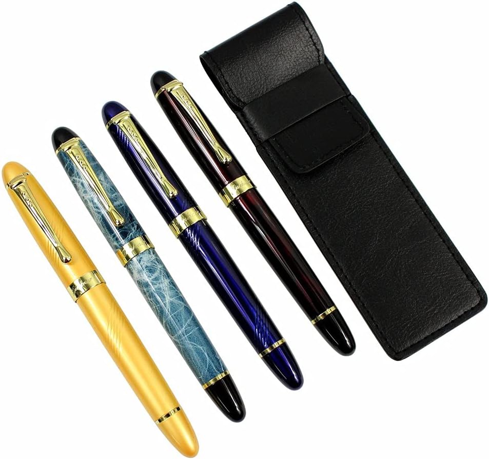 Gullor 4 PCS in Set 450 Fountain Pen in 4 Colors with 30 PCS Black Ink Cartridges