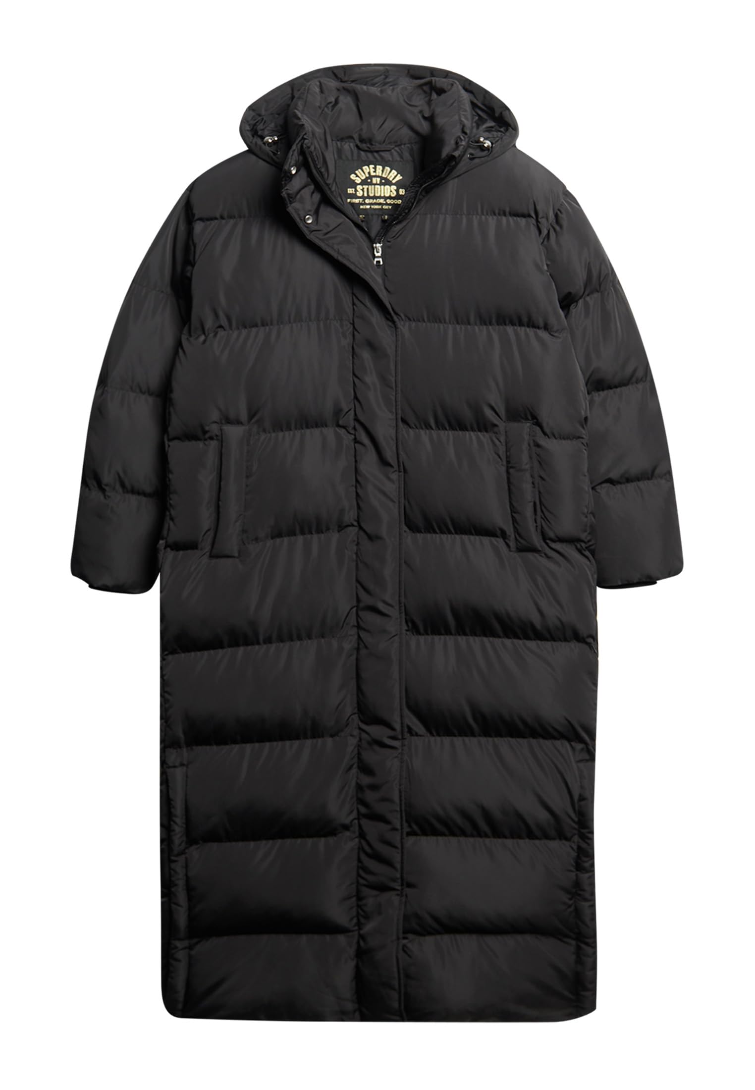 Superdry Women's Black/White Coat Maxi Hooded Puffer Coat 14 Uk 14