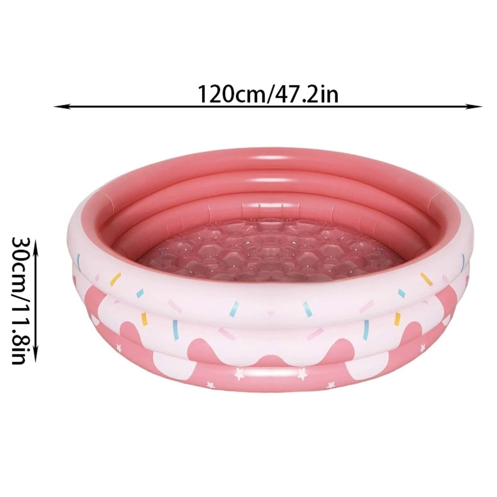 Piscine Pliable Enfant Ronde avec 10 Balles, Piscine Gonflable Rond 3 Boudins, Pataugeoire Gonflable pour Bébé, Piscine à Parois Épaissies pour Jardin, Extérieur et Fêtes d’Été, Piscinette Summer Pop