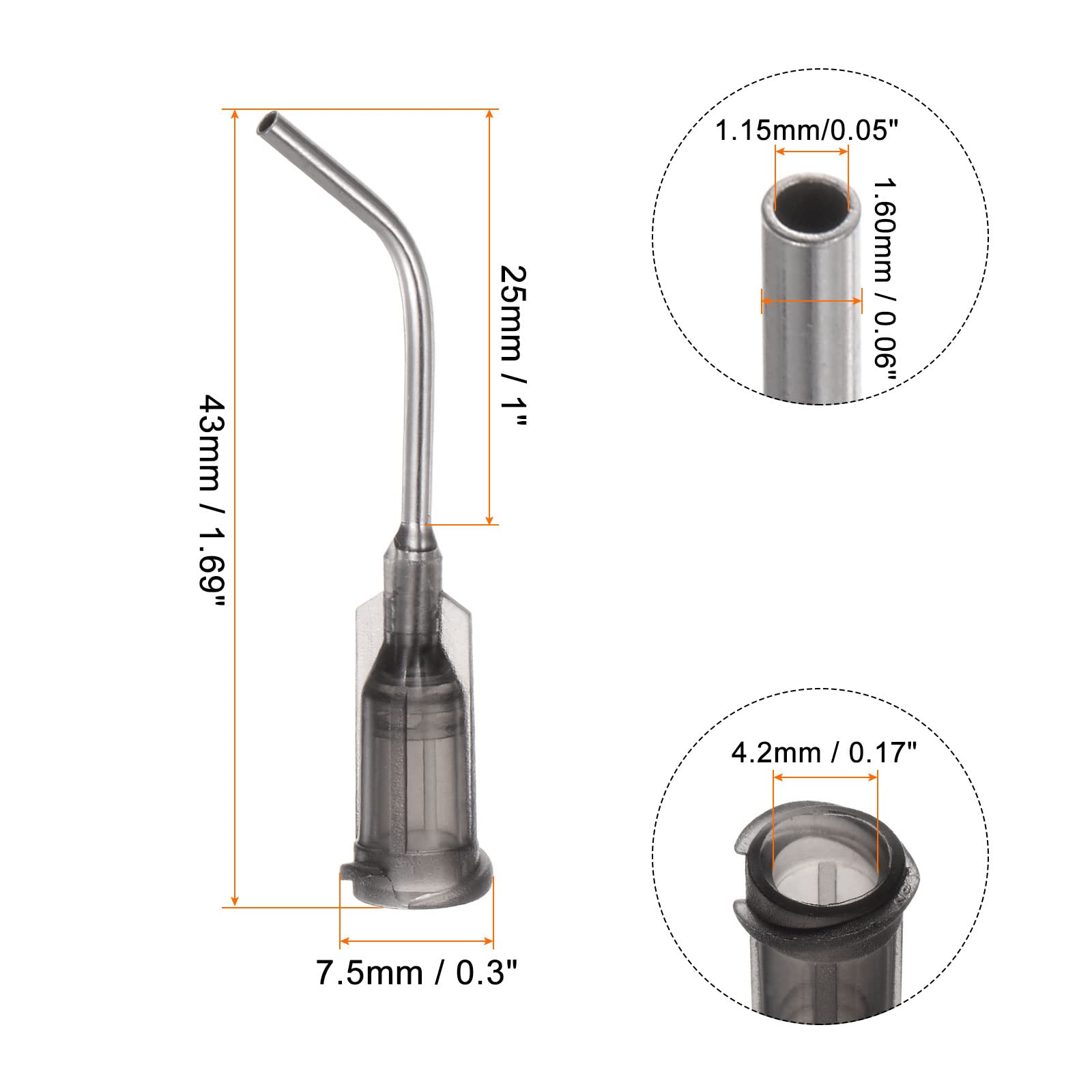 12 Stück 16 Gauge Dosiernadeln Aus Edelstahl 304 – 45° Gekrümmt, Stumpfe Spitze, Luer-Lock-Anschluss, Für Klebstoff, Tinte Und Präzisionsarbeiten