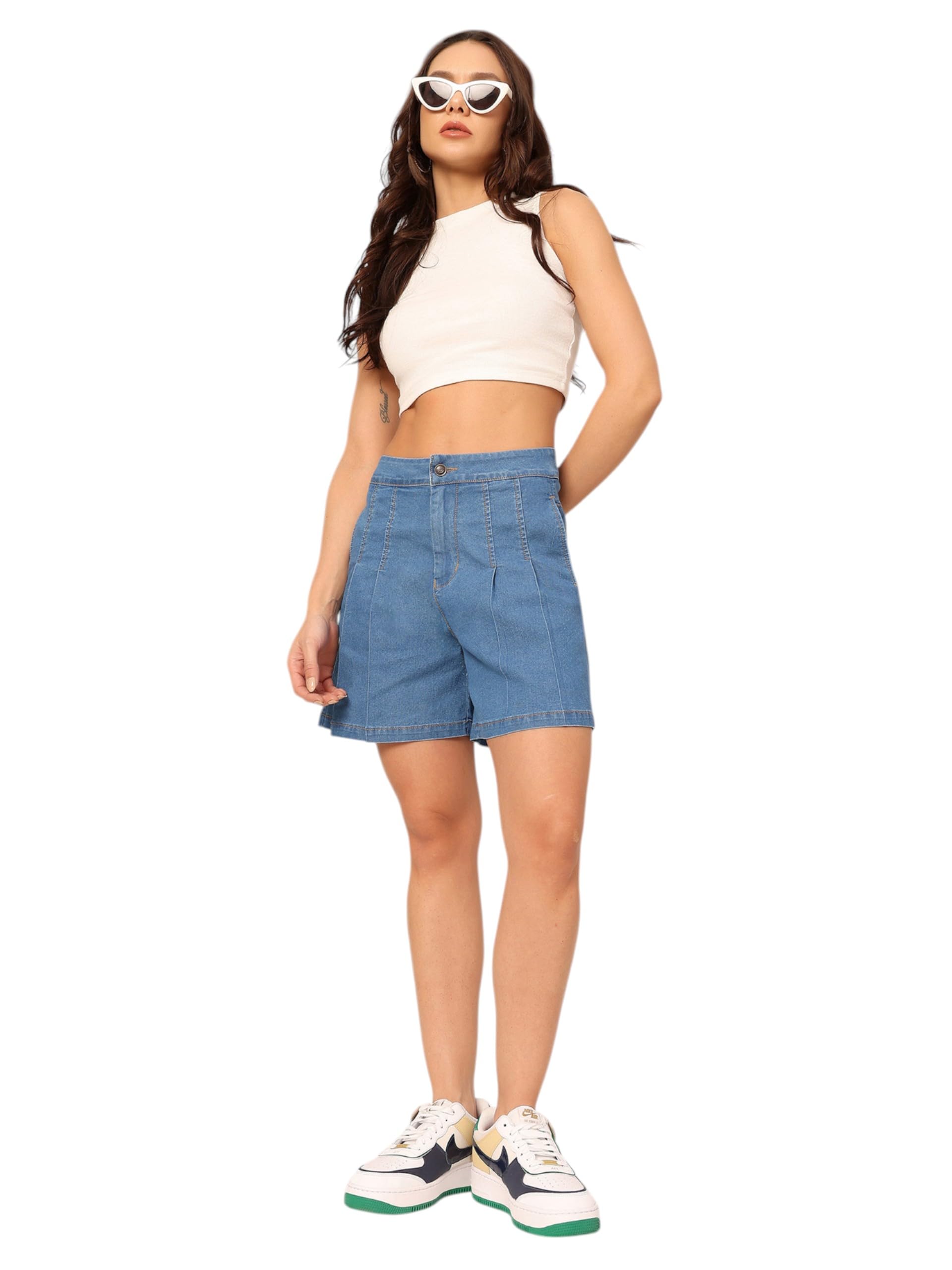 dolce crudo Women's Regular Fit Mid Rise Midi Denim Skirt (DOSS23DEN09-12-522-38, Peacock Blue, 38)-picture-12