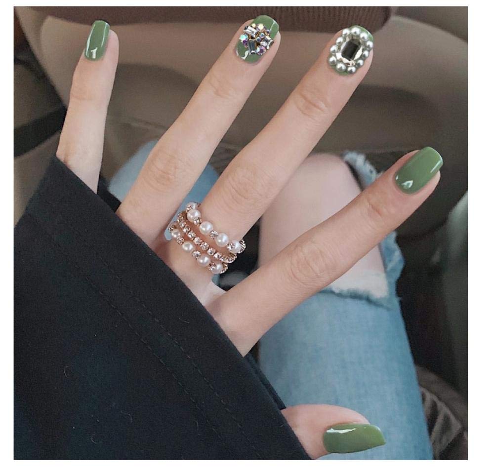 ACiyD Fertiges Maniküre-Patch mit neuen künstlichen Nägeln in Diamant-Matcha-Grün