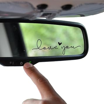 2 x Love You Rearview Decal, Love You Decal, Mirror Decals, Cup Stickers, Mirror Stickers, Rear View Mirror Sticker, Side Mirror, Decals for Tumblers Black
