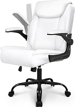 NEO CHAIR PU Leather Office Desk Chair with Adjustable Arms, All White