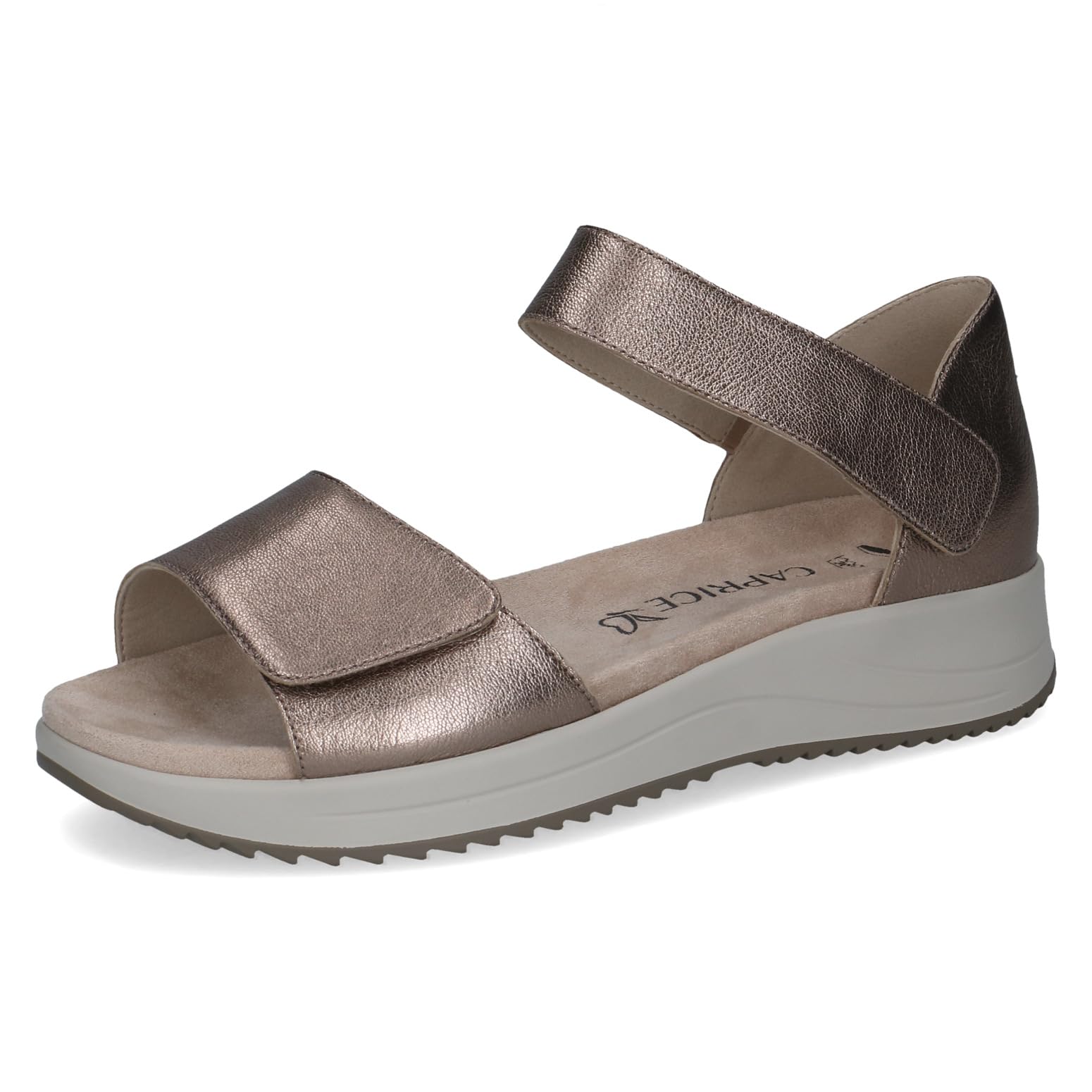 Caprice women's flat sandal in leather, Brown (TAUPE METALLIC), 6.5 UK