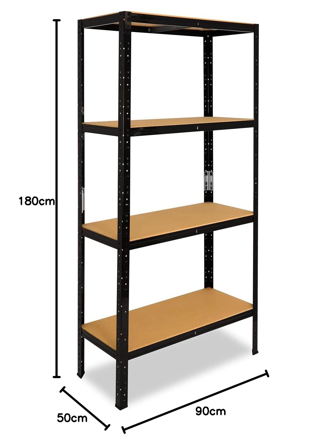 shelfplaza Black 180x90x50cm Estantería Pesada Negra: 4x175kg