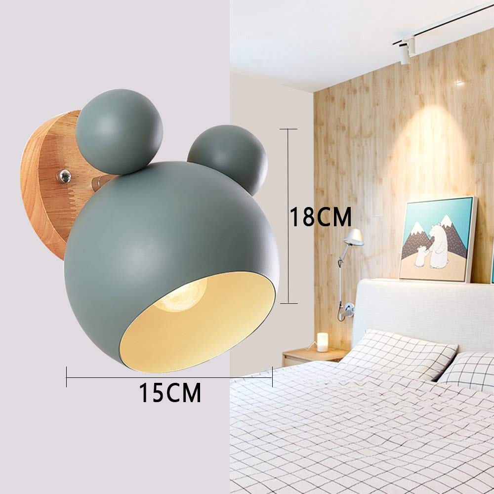Creative Cartoon En Bois Appliques Murales LED Nordique Macaron Enfants Chambre Éclairage De Chevet E27 réglable -Vert