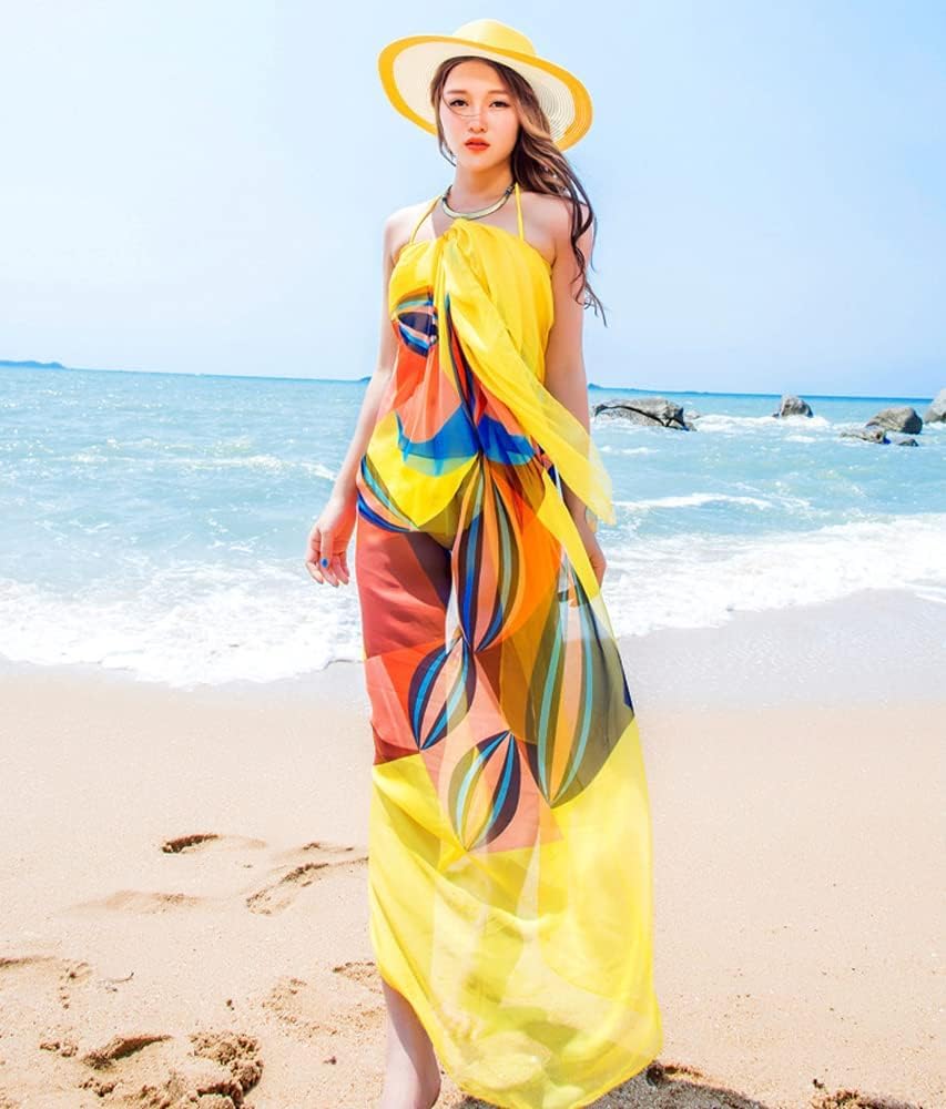 GERINLY Chiffon Thin Sarong Wrap: Geometrical Design Plus Size Beach Cover Up for Swimsuit Vacation Outfit Lightweight - Image 7