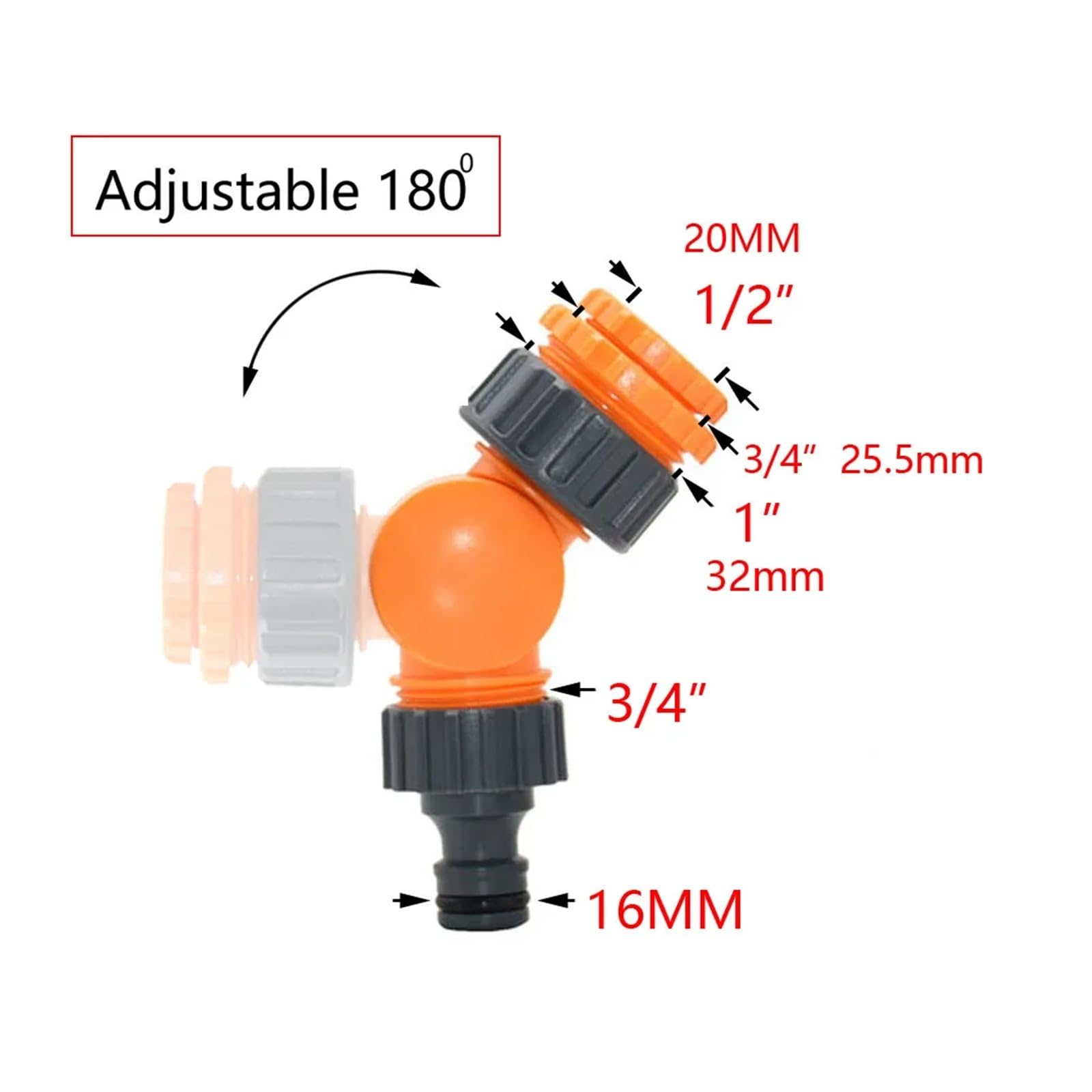 Suministros de jardinería Conector rápido de manguera de 1/4" for grifo de jardín, conector de tubería de agua de púas de 4/7, 8/11 y 16 mm, adaptador de riego por goteo con rosca macho y hembra de 1/