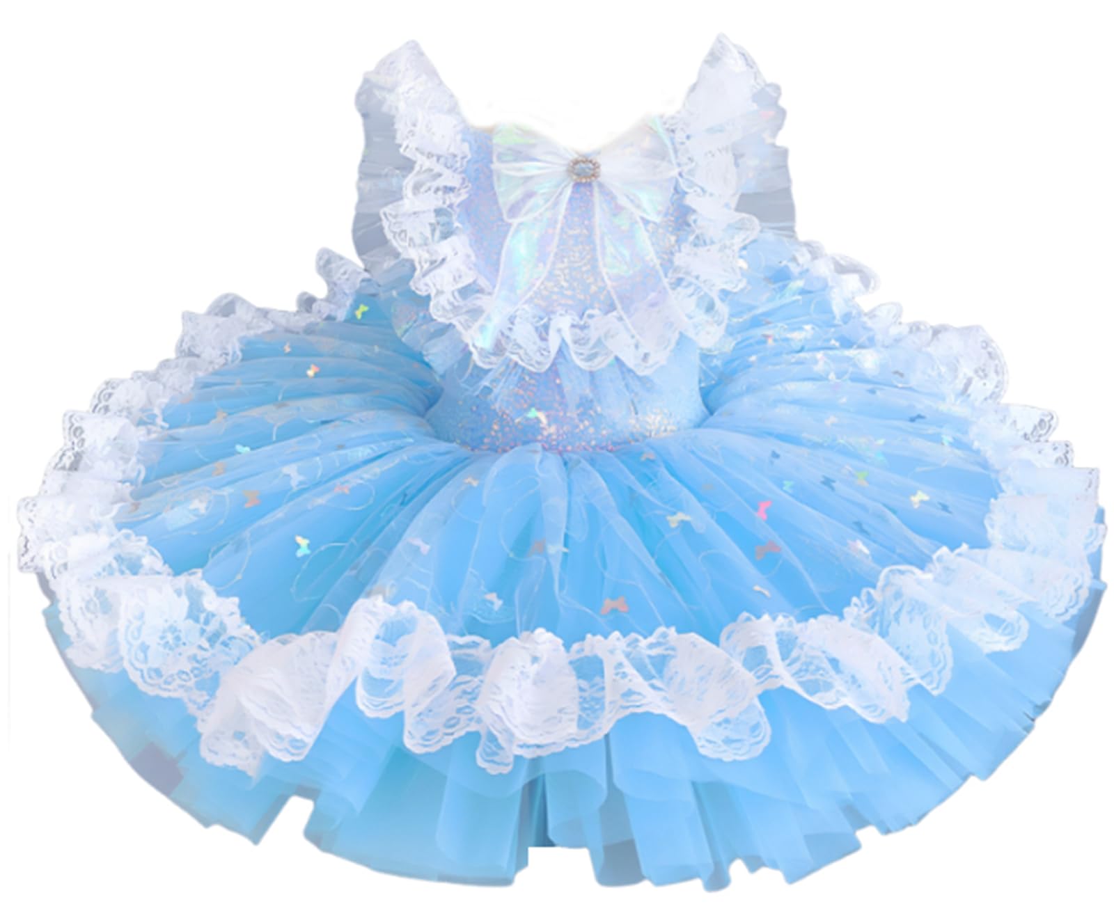 OTMYIGO Vestido tutú de Ballet con Lentejuelas para niñas, Ropa de actuación, Faldas de Baile para niños, Vestido tutú de Ballet para Fiestas y competiciones
