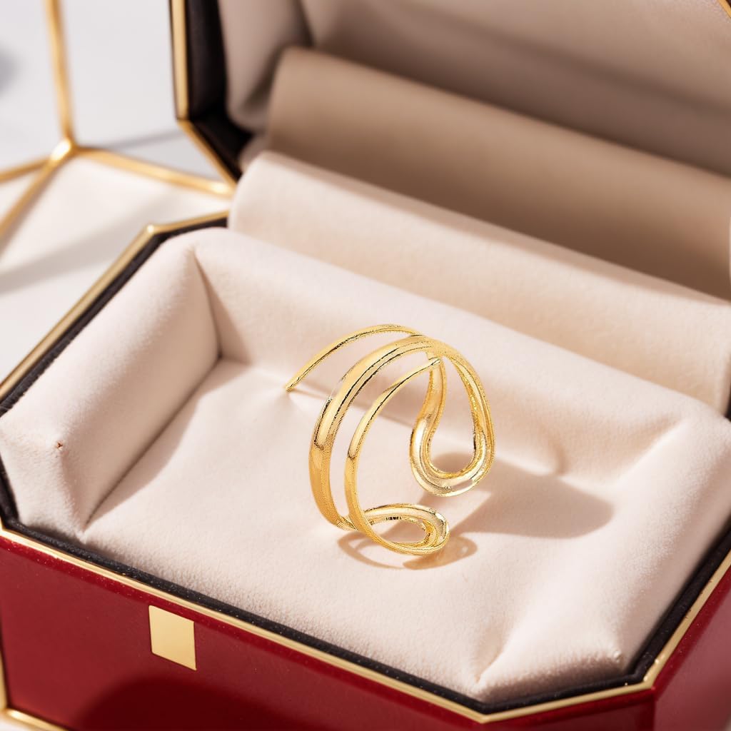 Chunky Gold Rings for Women,Index Finger Thumb rings Non Tarnish Stackable Statement Adjustable Fashion Ring Waterproof Dainty Anniversary Jewelry Gifts - Image 2