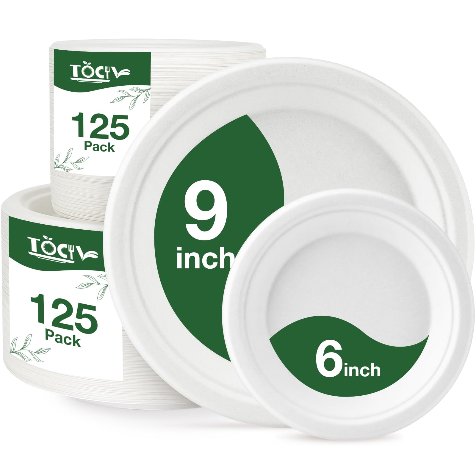 - Compostable Paper Plates 250 Count 9in & 6in Disposable Dinner Dessert Salad Plates Heavy Duty Party Supplies for Birthday Holiday White