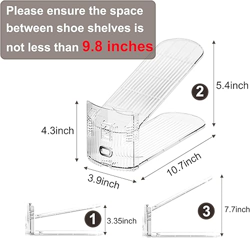 Miniatura 2 de Paquete de 10 organizadores de ranuras para zapatos, organizadores transparentes para armario, ahorro de espacio, 50% para estante de exhibición de