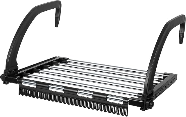 HEIBTENY Radiator Foldable Clothes Dryer Extendable Balcony Radiator Drying Rack Stainless Steel Folding Airer Radiator Drying Rack Rail for Hanging Clothes Towel Underwear Shoes Socks (32 X 40cm)