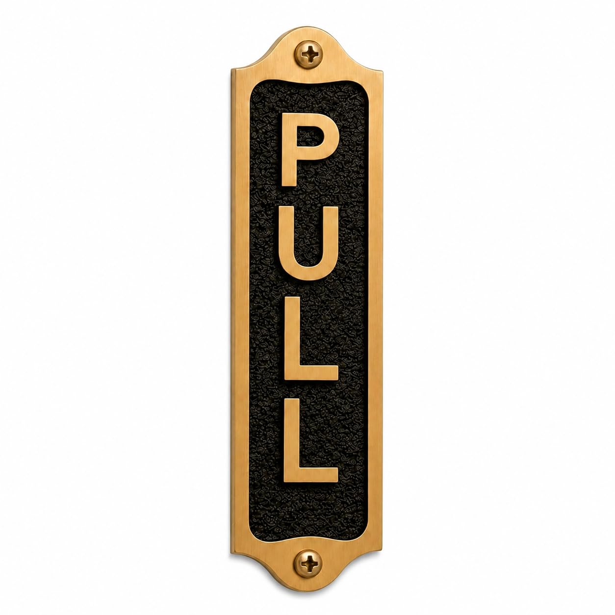 Solid Brass Pull Door Sign Plaque Black & Gold Finish Vertical Plate for Entrance Doors Shops Offices Restaurants Hotels Public Buildings Wayfinding Identification Signage(PULL) — image 1