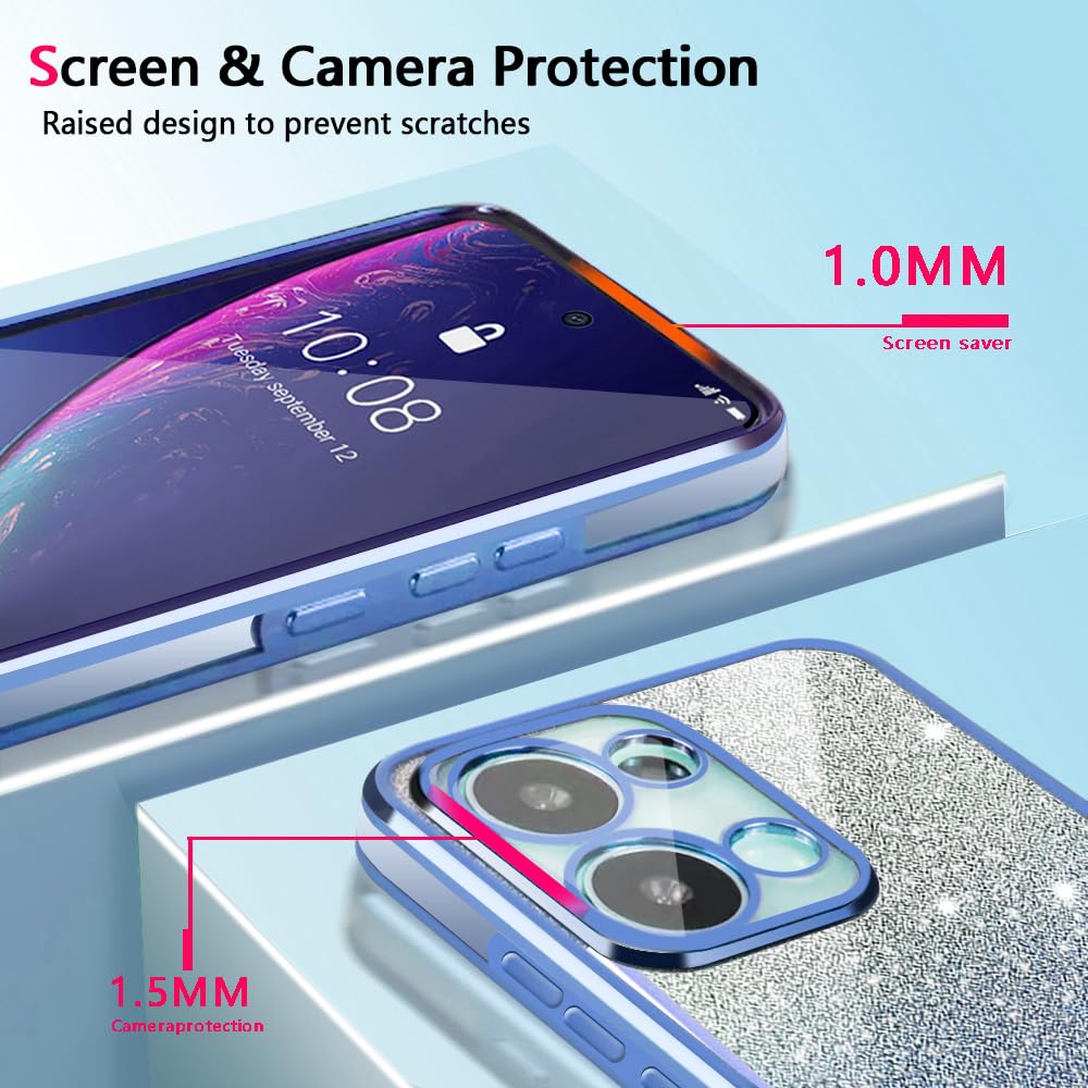 Handyhülle Für Xiaomi Poco X3 Pro & X3 NFC | Transparent Mit Glitzerfolie & Galvanikrahmen | Stoßfest & Stylisch